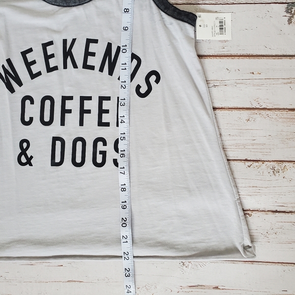 NWT Weekends Coffee and Dogs Tank Top Women's Size XS Grey - Picture 7 of 9